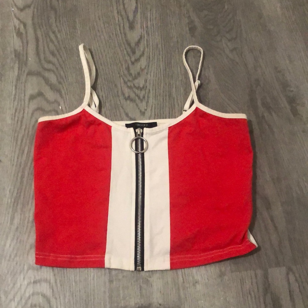 Forever 21 Top, Red and White, Size M